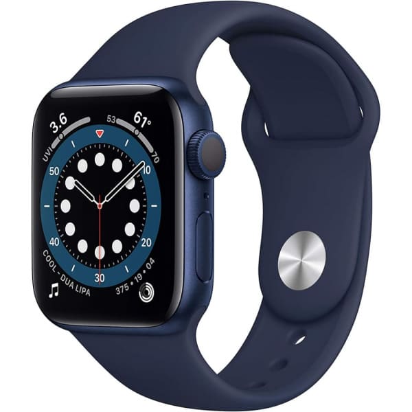 Apple Watch Series 6, 44 мм, синего цвета, спортивный ремешок