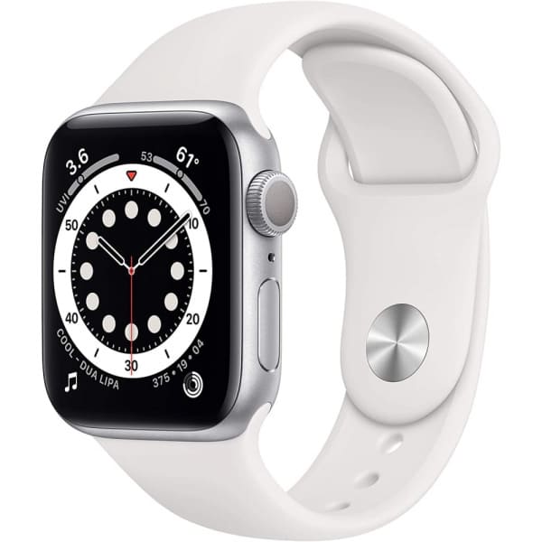 Apple Watch Series 6, 40 мм, серебристого цвета, спортивный ремешок
