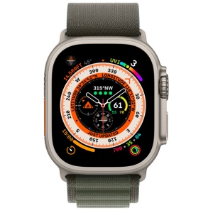 Apple Watch Ultra Titanium Case Starlight Alpine Loop (зелёные)