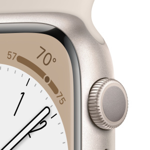Apple Watch Series 8 45mm Starlight Aluminum Case with Sport Band, Starlight