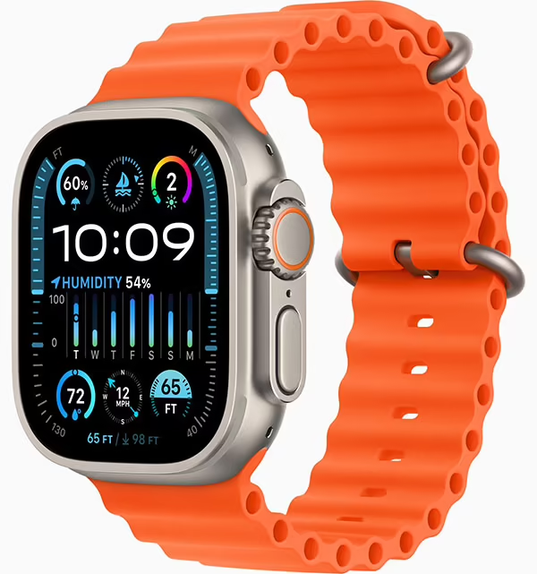 Apple Watch Ultra 2 GPS + Cellular 49mm (корпус - титан, ремешок Ocean Band оранжевый, IP6X) — купить в Санкт-Петербурге