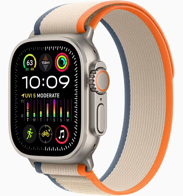 Apple Watch Ultra 2 GPS + Cellular 49mm (корпус - титан, ремешок Trail Loop оранжевый-бежевый, IP6X) — купить в Санкт-Петербурге