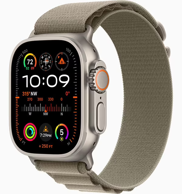 Apple Watch Ultra 2 GPS + Cellular 49mm (корпус - титан, ремешок Alpine Loop оливковый, IP6X) — купить в Санкт-Петербурге