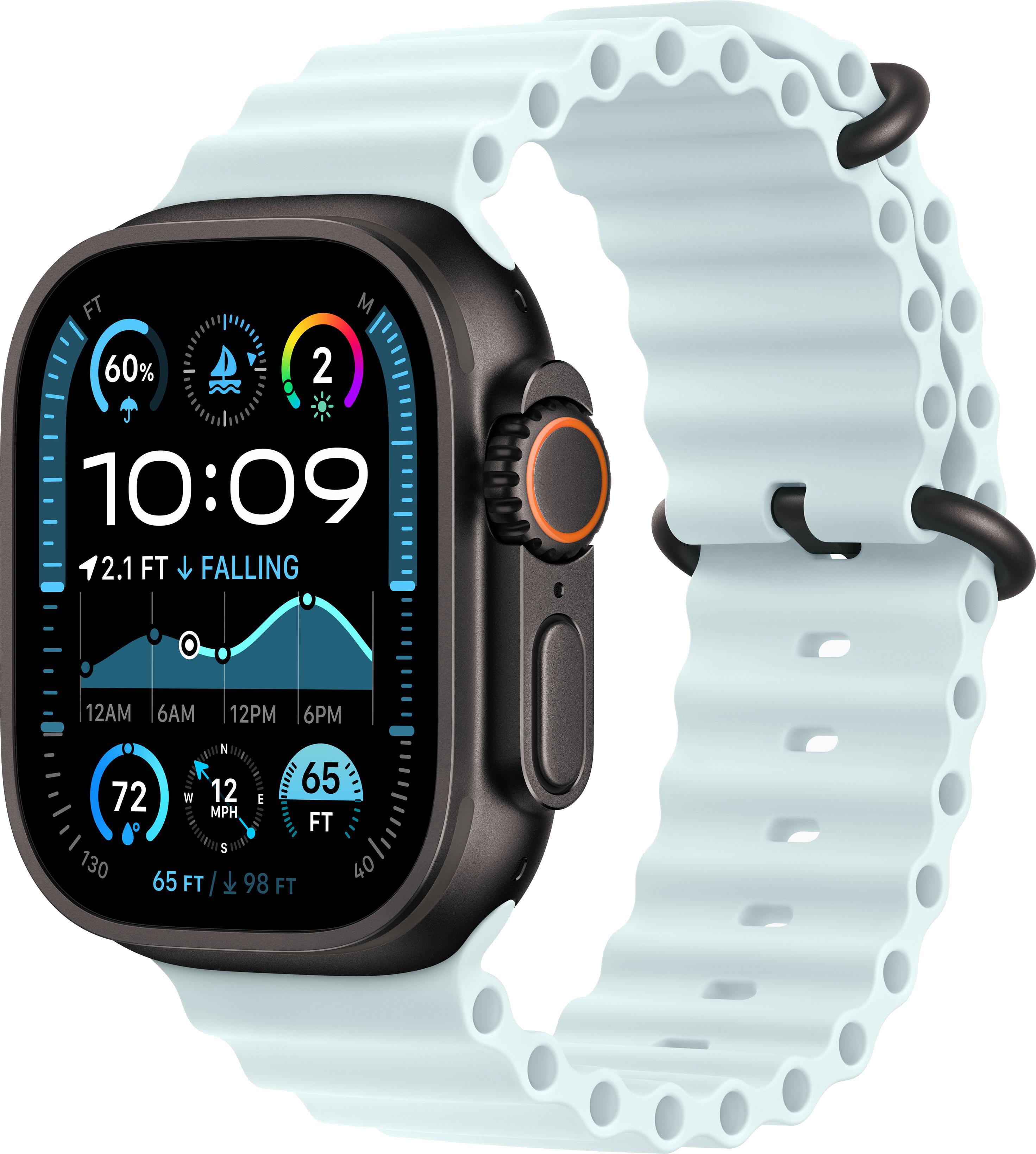 Apple Watch Ultra 2 (2024) 49mm Black Titanium Case with Ice Blue Ocean Band — купить в Санкт-Петербурге