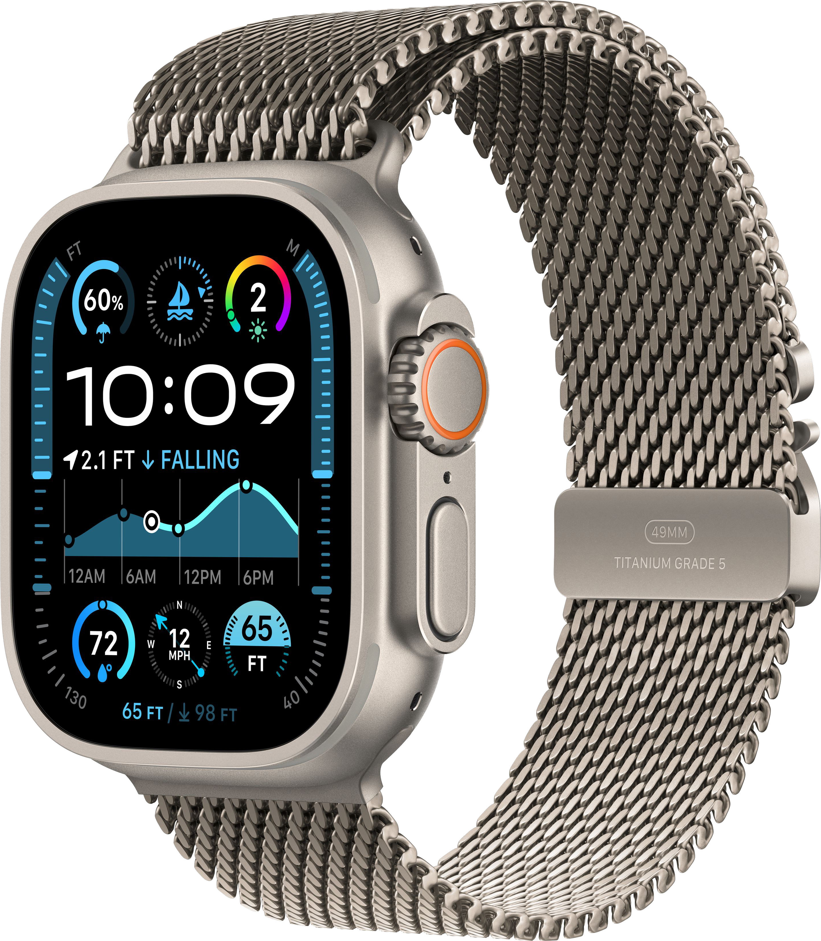 Apple Watch Ultra 2 (2024) 49mm Natural Titanium Case with Black Titanium Milanese Loop Small — купить в Санкт-Петербурге