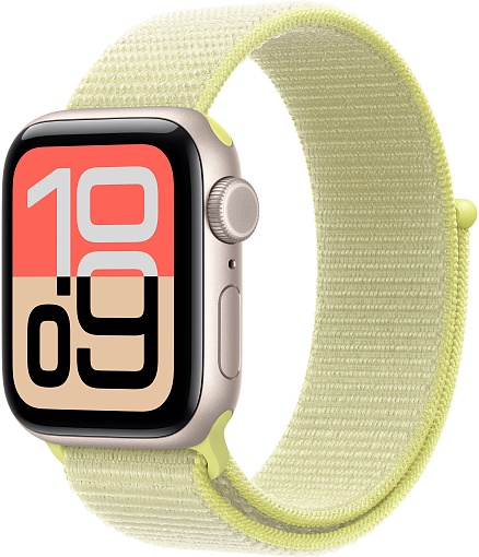 Apple Watch SE 3 44mm (2025) Starlight Aluminum Case with Sport Loop Neon Yellow