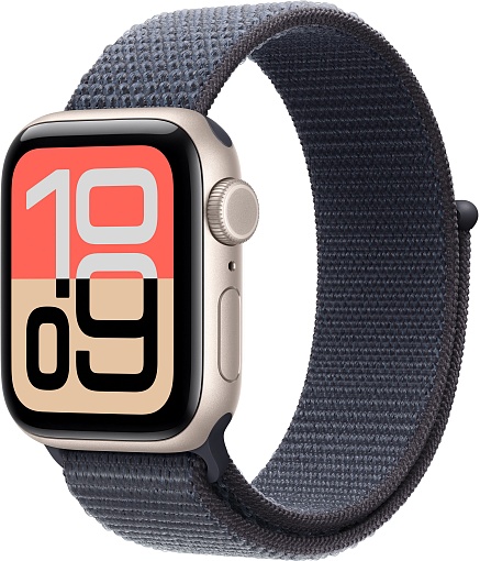 Apple Watch SE 3 44mm (2025) Starlight Aluminum Case with Sport Loop Anchor Blue