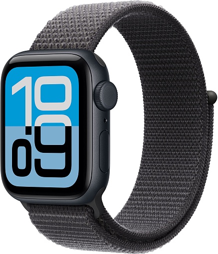 Apple Watch SE 3 44mm (2025) Midnight Aluminum Case with Sport Loop Dark Gray